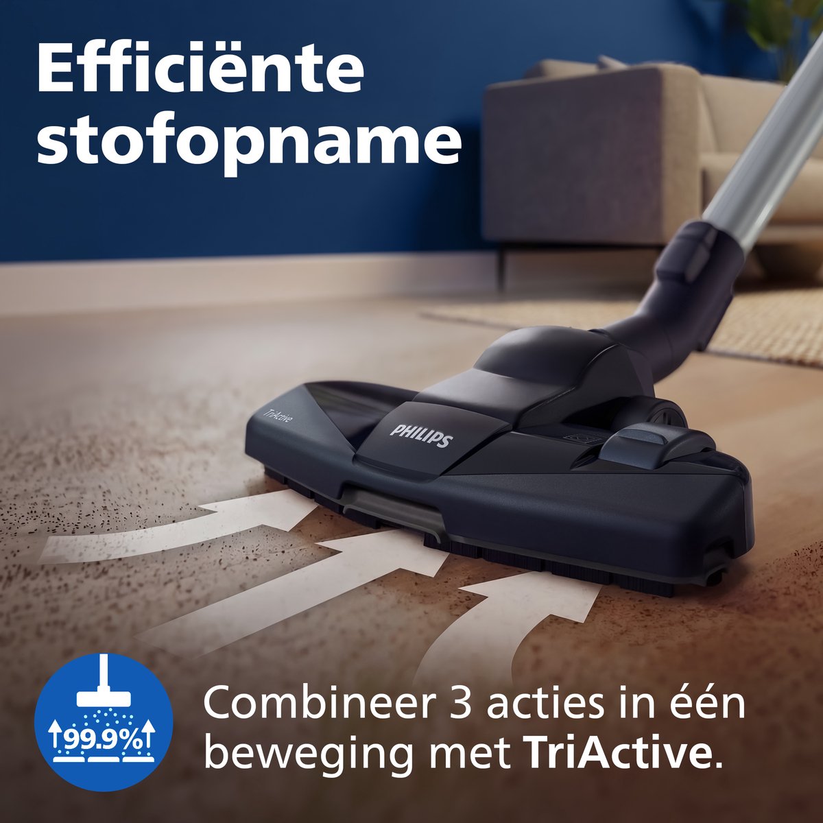 Philips Stofzuiger met Zak Performer Compact XD3110/09 - Lang Snoer - Alle Vloertypen - TriActive mondstuk - Incl 2 Extra Mondstukken - Blauw — afbeelding 5
