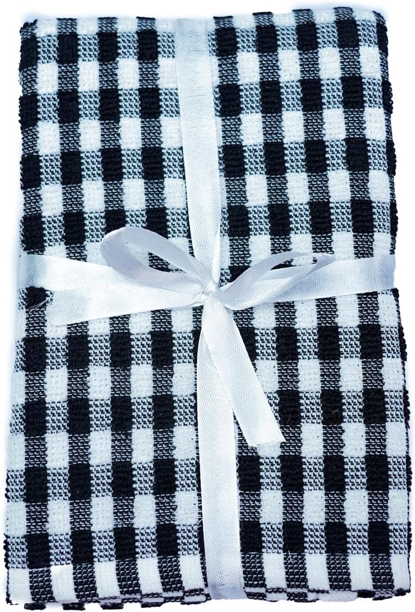Katoenen Keukendoeken - Theedoeken Set - Keukenwerk - Super Absorberend - 60x40 cm - Zwart Blauw