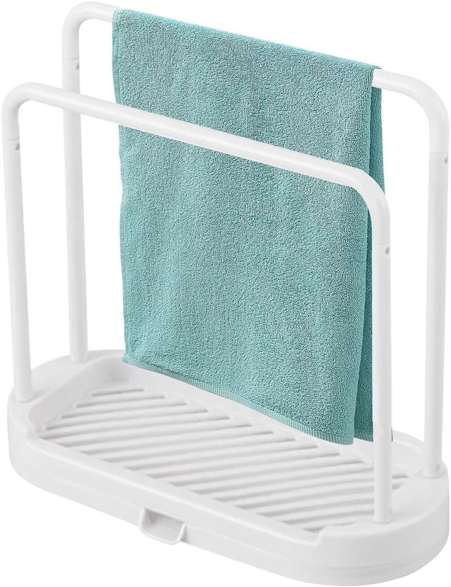 Theedoekhouder - Lappenhouder - Keuken Organizer - Snelle Drogen Drainage - 20cm Breed - Wit