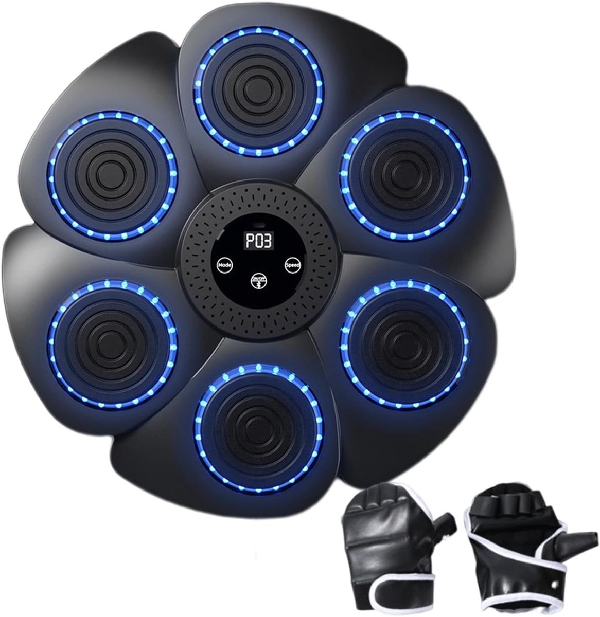 Muziekbox Machine - Wand Bokstrainer - Fitness Thuis - Draadloos Muziek Design - 42x42x7 cm - Zwart