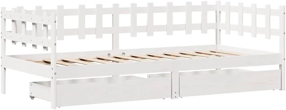 Slaapbank met lades - Zitbank bed - Ruimtebesparend wonen - Massief houten frame - 90x200