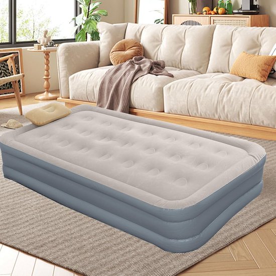 Luchtmatras Dubbel - Opblaasbaar Bed - Kamperen Slapen - Dubbele Ingebouwde Pomp - 33x33x33cm - Grijs — afbeelding 5