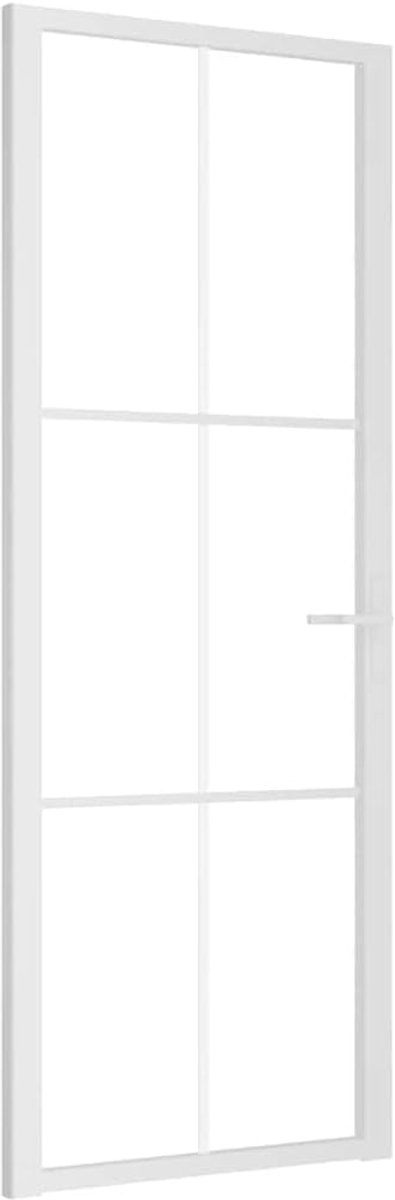 Binnendeur met glas - Glazen deur paneel - Ruimtes scheiden - Aluminium frame - 76x2015 cm - Wit transparant