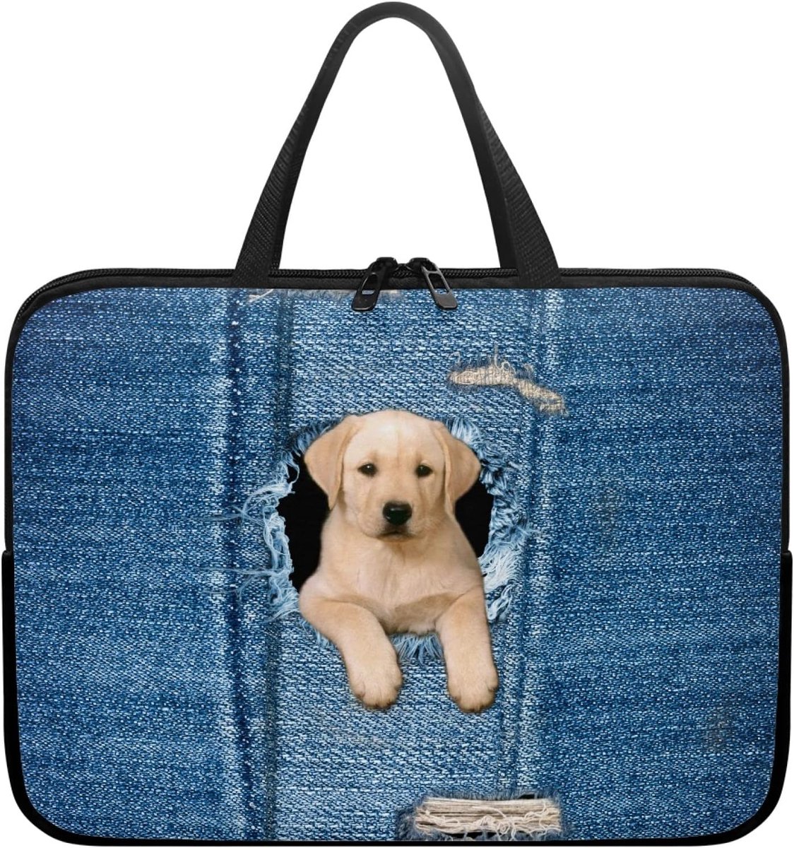 Laptoptas Dames - Notebookhoes - Veilig Vervoer - Waterdicht Neopreen - 17 Inch - Leuke Hond