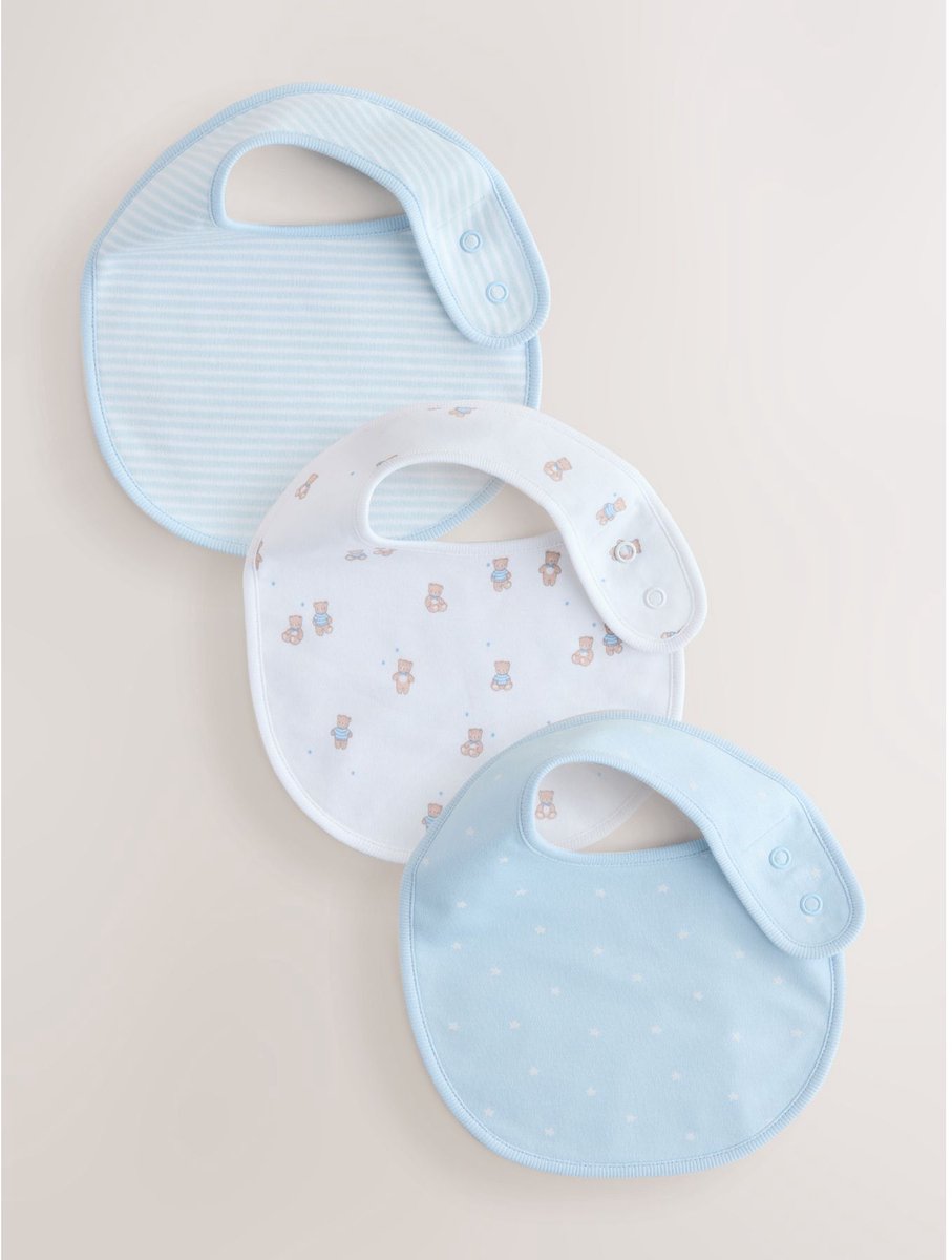 Next - Jongens - Set van 3 babyslabbetjes - Blauw