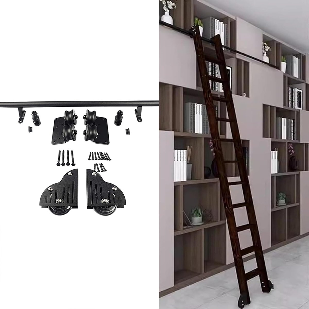 Ladder Montageset - Rolladder Systeem - Veilig Bereiken - Verstelbare Lengte - 3.3ft tot 20ft - Zwart