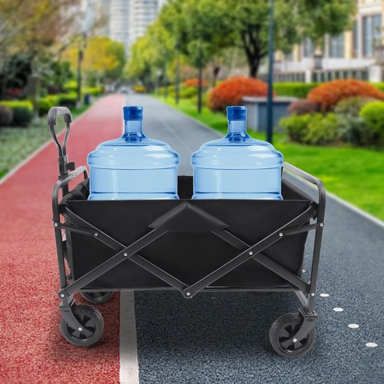 Opvouwbare Bolderkar - Strandkar Tuinkar - Buiten Transport - Grote Capaciteit 80kg - 80x46x36cm - Zwart van Opvouwbare Bolderkar — afbeelding 3
