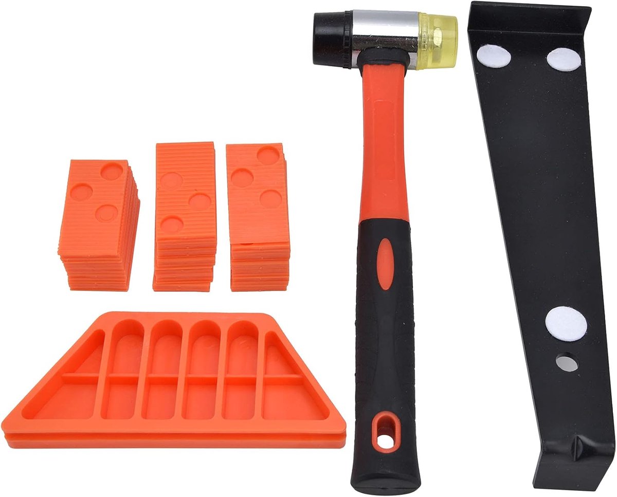 Vloerinstallatie Gereedschap - Laminaat Hout Leggen - Vloeren Plaatsen - Versterkte Dubbele Hamer - 33 Delige Set - Oranje Zwart