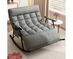 XXL Rocking Chair - Comfortabele Stoel - Ontspannen Binnen - 6-standen Verstelbaar - 113cm Breed - Grijs