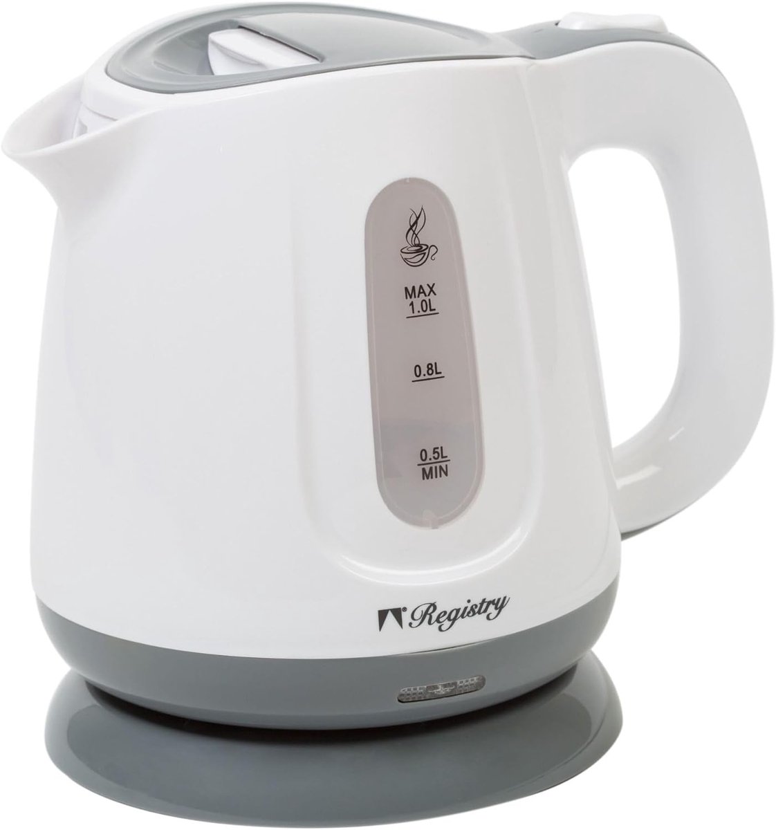 Kleine Waterkoker - Compact Apparaat - Snel Thee Zetten - 360 Graden Draaibaar - 1 Liter Capaciteit - Wit Grijs