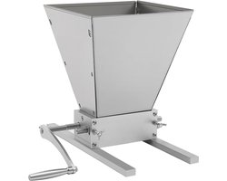 Handmatige Graanmolen - Koffie Noten Mout - Fijnmalen Thuis - Duurzaam Roestvrij Staal - 26cm Hoog - Zilver