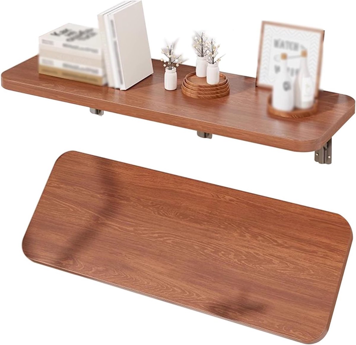 Opvouwbaar Wandbureau - Zwevende Tafel - Ruimtebesparend Kantoor - Eenvoudige Installatie - 100 x 24 cm - Walnoot
