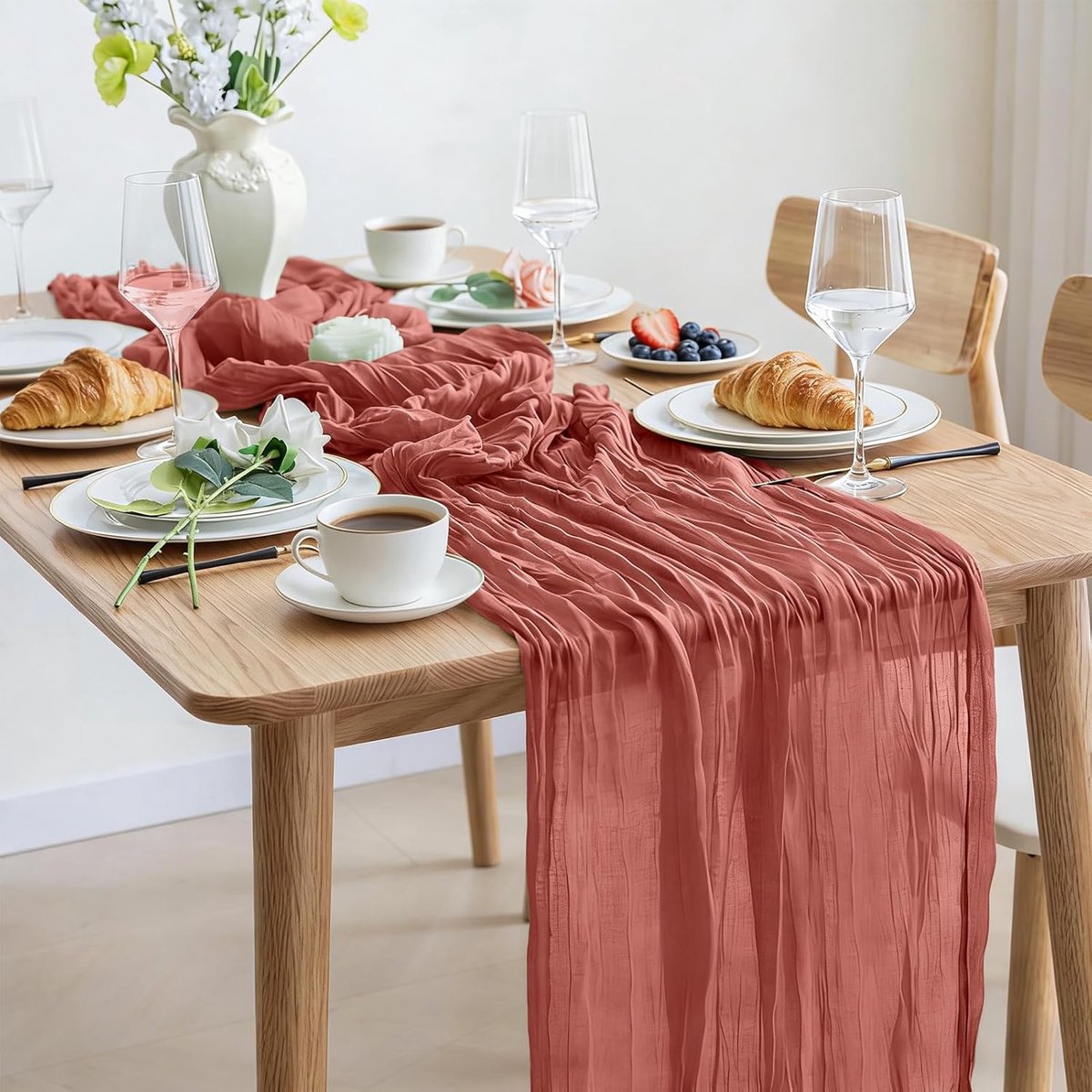 Boho Gaas Tafelloper 300x90 CM voor Feestdecoratie Bruiloften en Diner