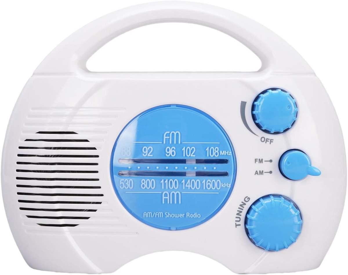 Douchradio Waterdicht - Badkamer Radio - Muziek Luisteren - AM FM Ontvangst - 16 x 12 x 6 cm - Blauw