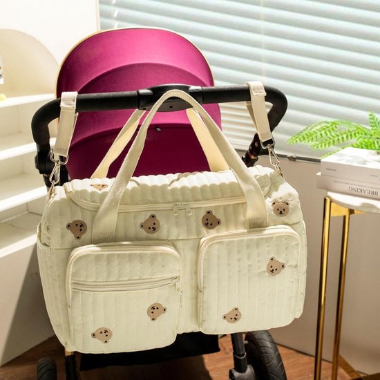 Luiertas - Baby tas - Organiseren van spullen - Charmant berenpatroon - 48 x 22 x 26 cm — afbeelding 5