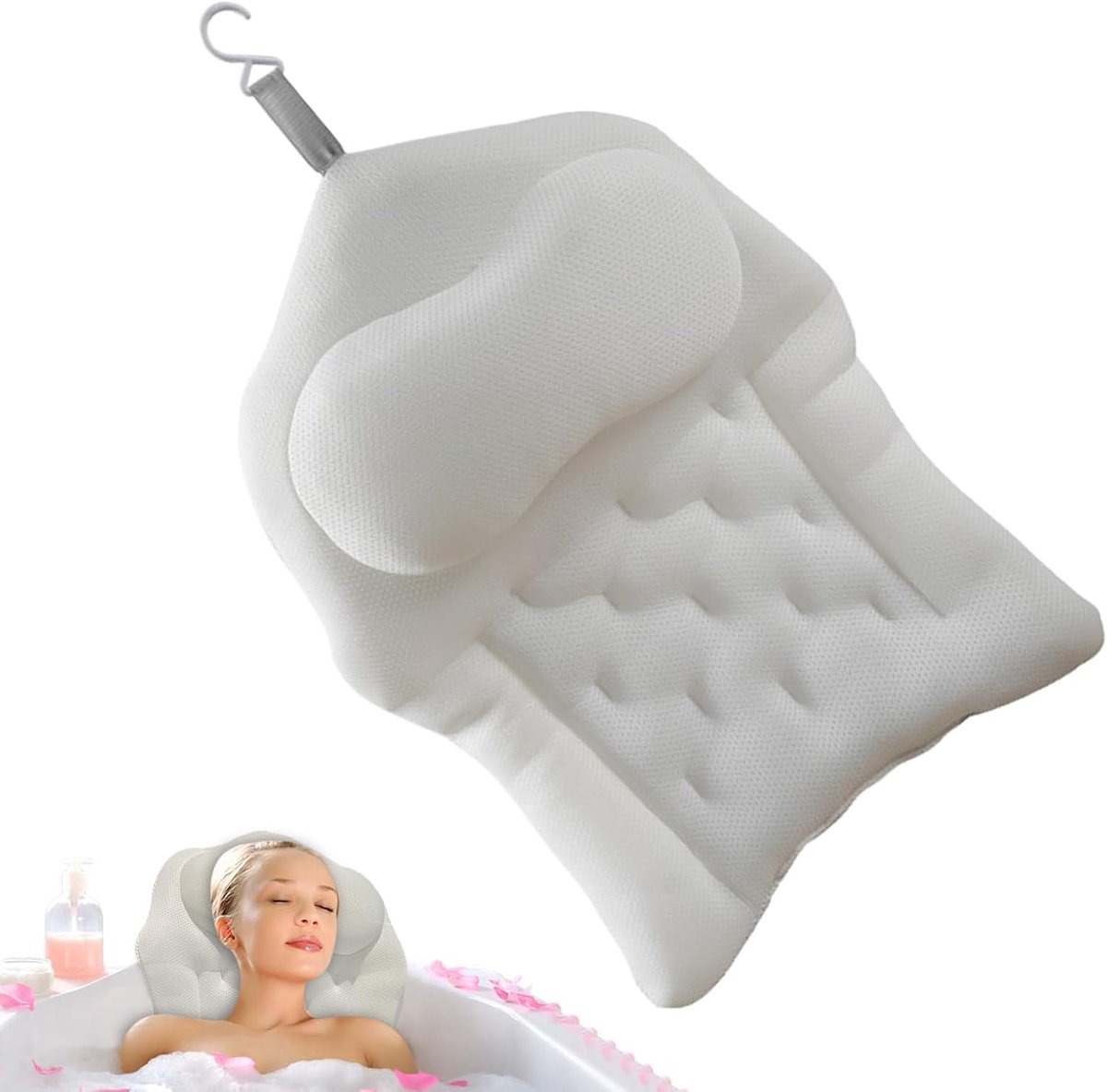 Badkussen Nekkussen - Douchemat Zuignappen - Ontspannen in Bad - 4D Ondersteuning - 50 x 30 cm