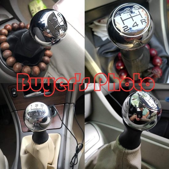 Schakelpook Aluminium - Sport Pookknop - Auto Interieur - 5 Versnellingen - 100mm Hoog - Zilver — afbeelding 4