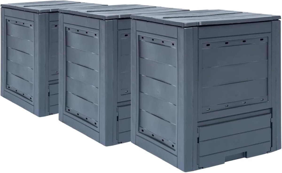 Tuincompostbak - Composteerbakken - Afval Verwerken - 3 Stuks Set - 60x60x73cm - Grijs