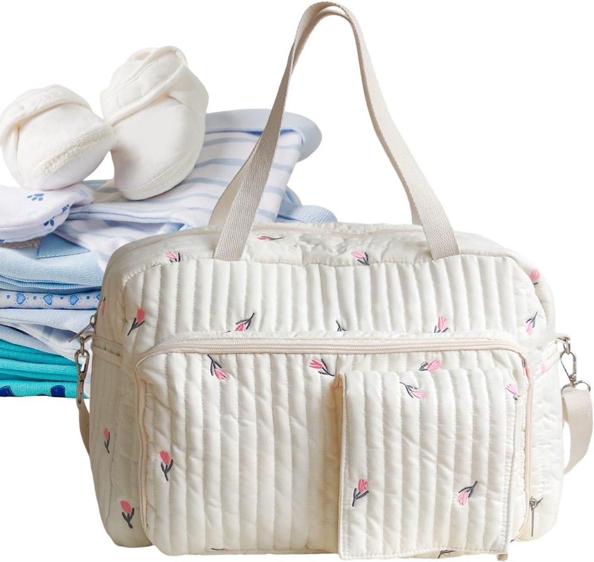 Baby Luiertas - Mama Tas - Baby Verzorgen - Grote Capaciteit - 42x28x8 cm - Bloemenprint