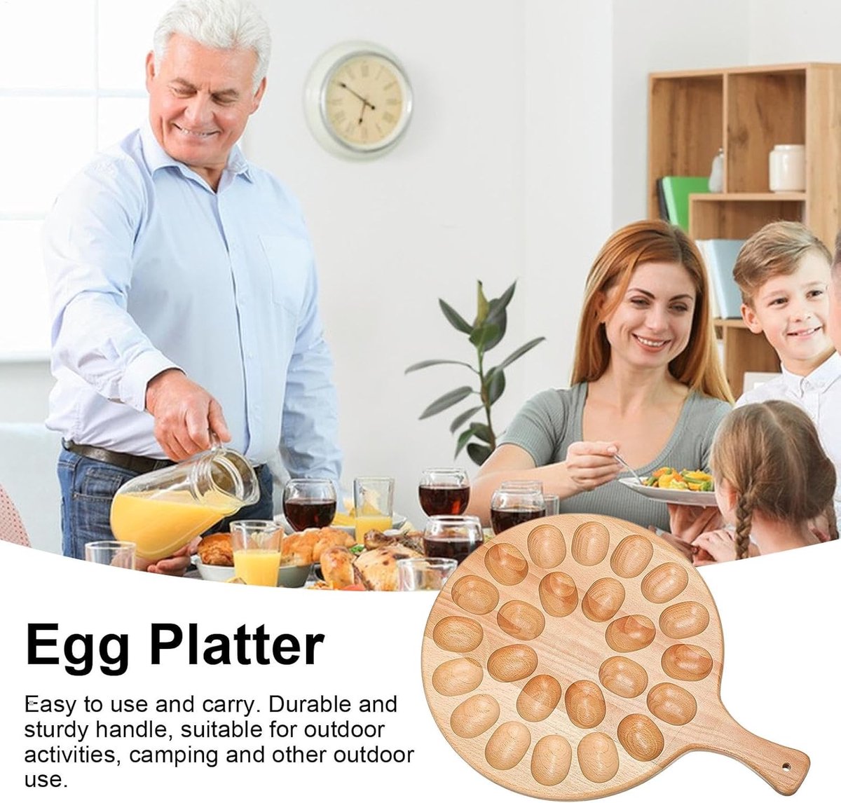 Houten Eierhouder - Creatief Eierbord - Eieren Serveren - 24 Gaten Omkeerbaar - 41 x 35 cm - Houtkleur — cadeau in Cadeau-ideeën - foto 7