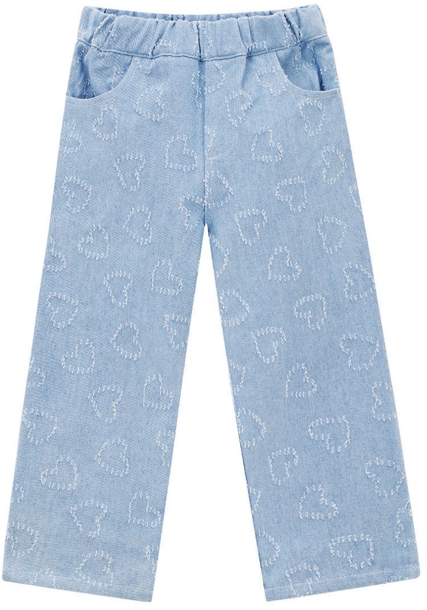 Moderne Cotton Denim Rechte Kinderbroek met Hartmotief - Lichtblauw - 8 Jaar