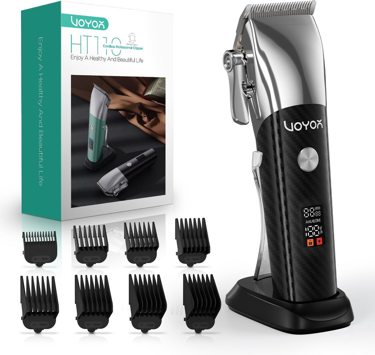 Professionele Tondeuse - Haarknipper Baardtrimmer - Thuis Kapper - LED Display - 20 cm - Zwart