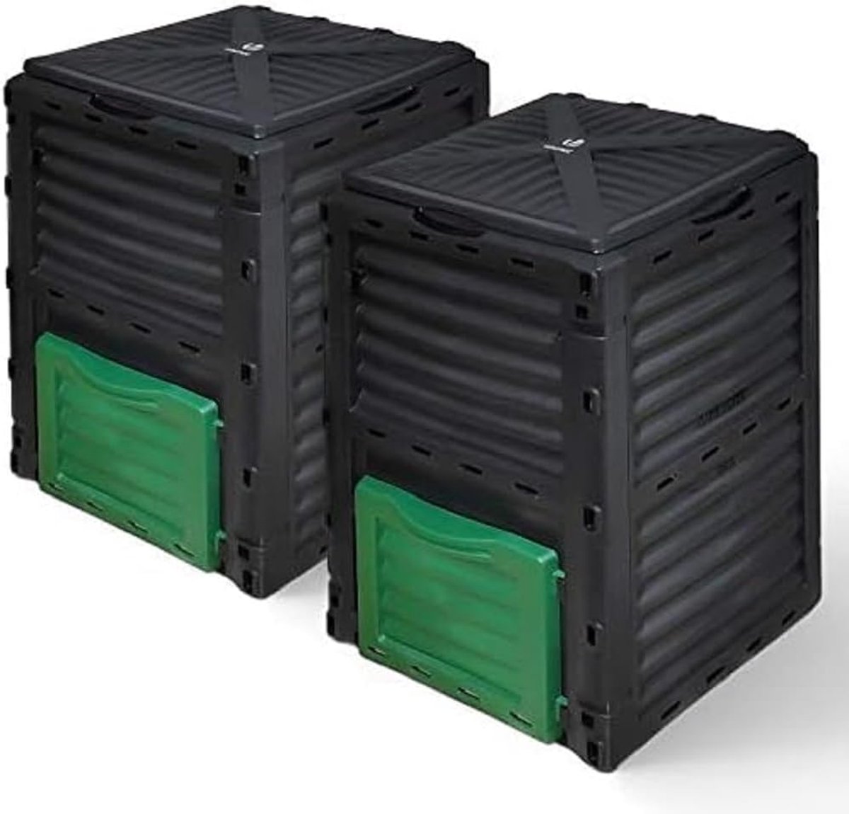 Compostbak Tuin - Grote Bak - Afval Verwerken - Schokbestendig UV-bestendig - 300 Liter - Zwart Groen