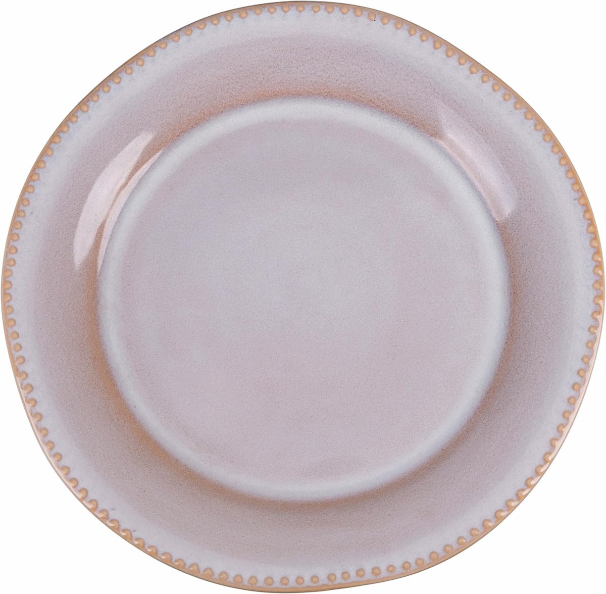 Dinerborden Aardewerk - Servies Set - Dagelijks Gebruik - Versierde Rand - 6 Stuks - Beige