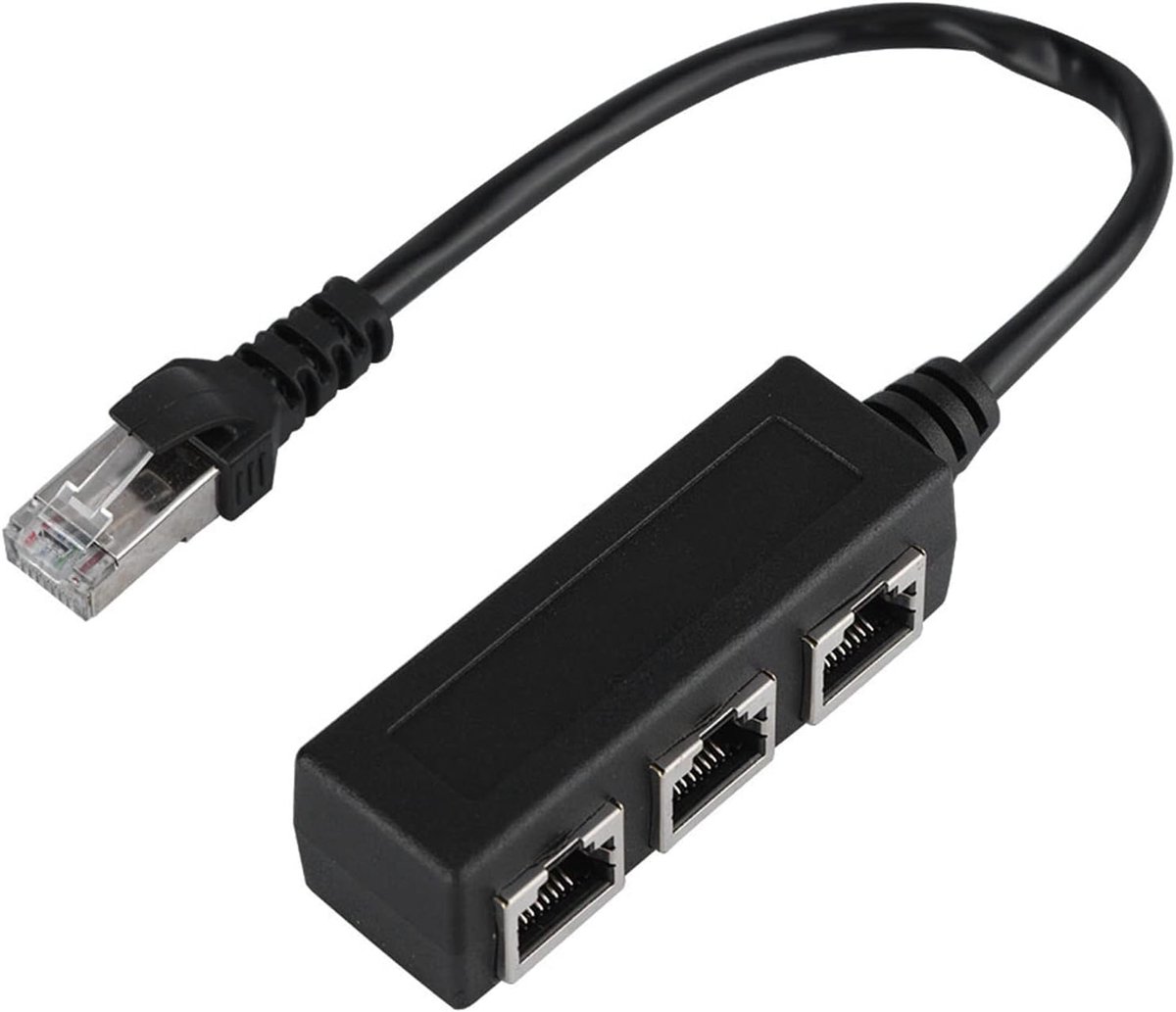 Netwerk Splitter - Ethernet Kabel Adapter - Netwerk Verbinding - Afgeschermde Signaaloverdracht - 1 naar 3 Poorten - Zwart