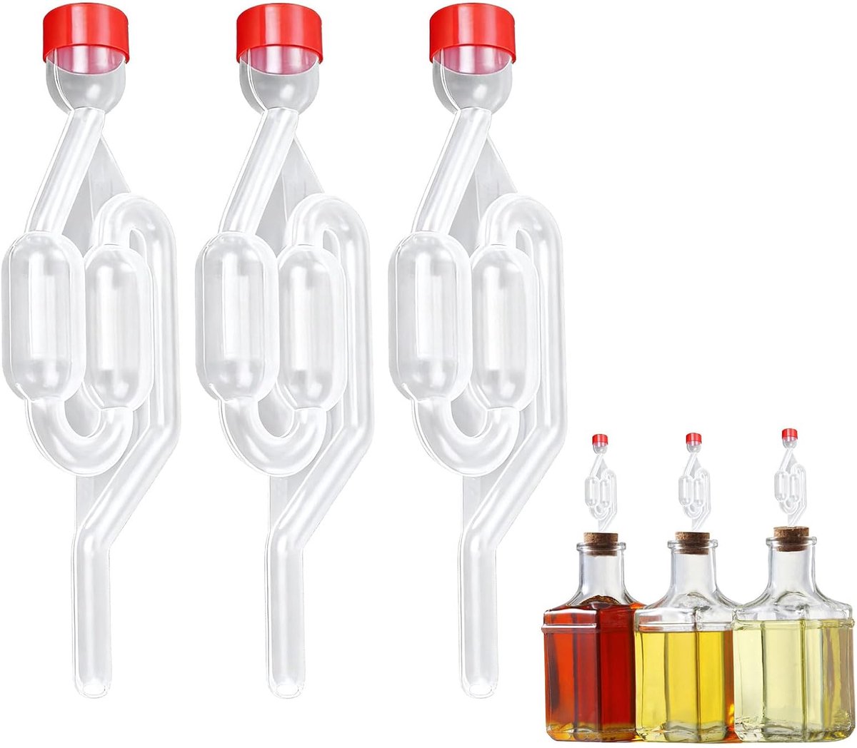 3 stuks Airlock - Gistingssluis Ventiel - Bier Wijn Maken - Transparant Wegwerpventiel - M
