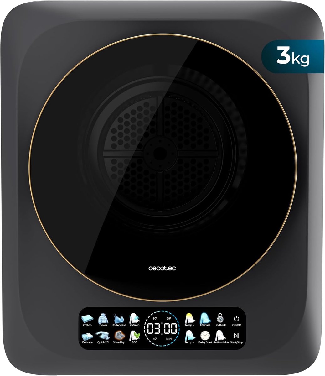 Compacte Afvoerdroger Kleine Wasdroger Snel Kleding Drogen Intelligente Automatische Droging 3 kg Capaciteit Donker
