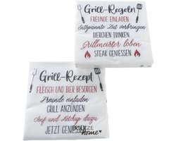 Papieren Servetten - Grill Servetten - Barbecue Feestjes - Met Grill Recepten - 17x17cm - Wit Rood Zwart