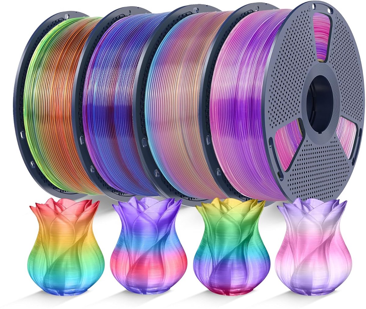 PLA Filament Set - 3D Print Materiaal - Creatief Ontwerpen - Strak Verpakt - 1.75 mm - Transparant Regenboog