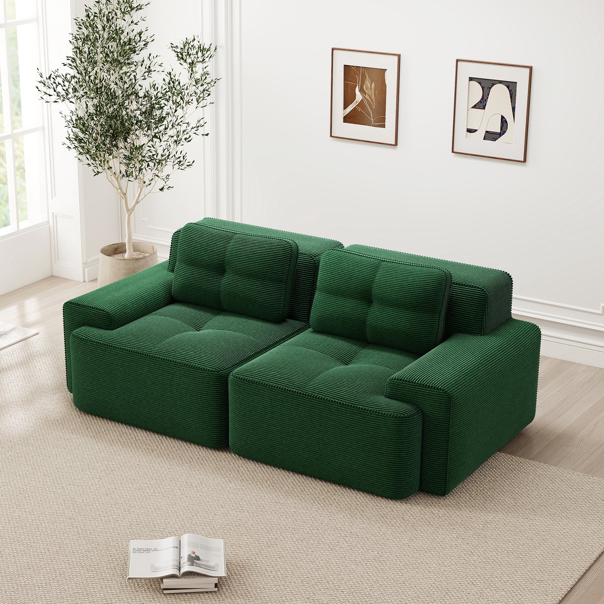 OKWISH Modulaire Bank 74 Cm Zitdiepte - Boneless Diepzitsofa Voor Woonkamer En Logeerkamer