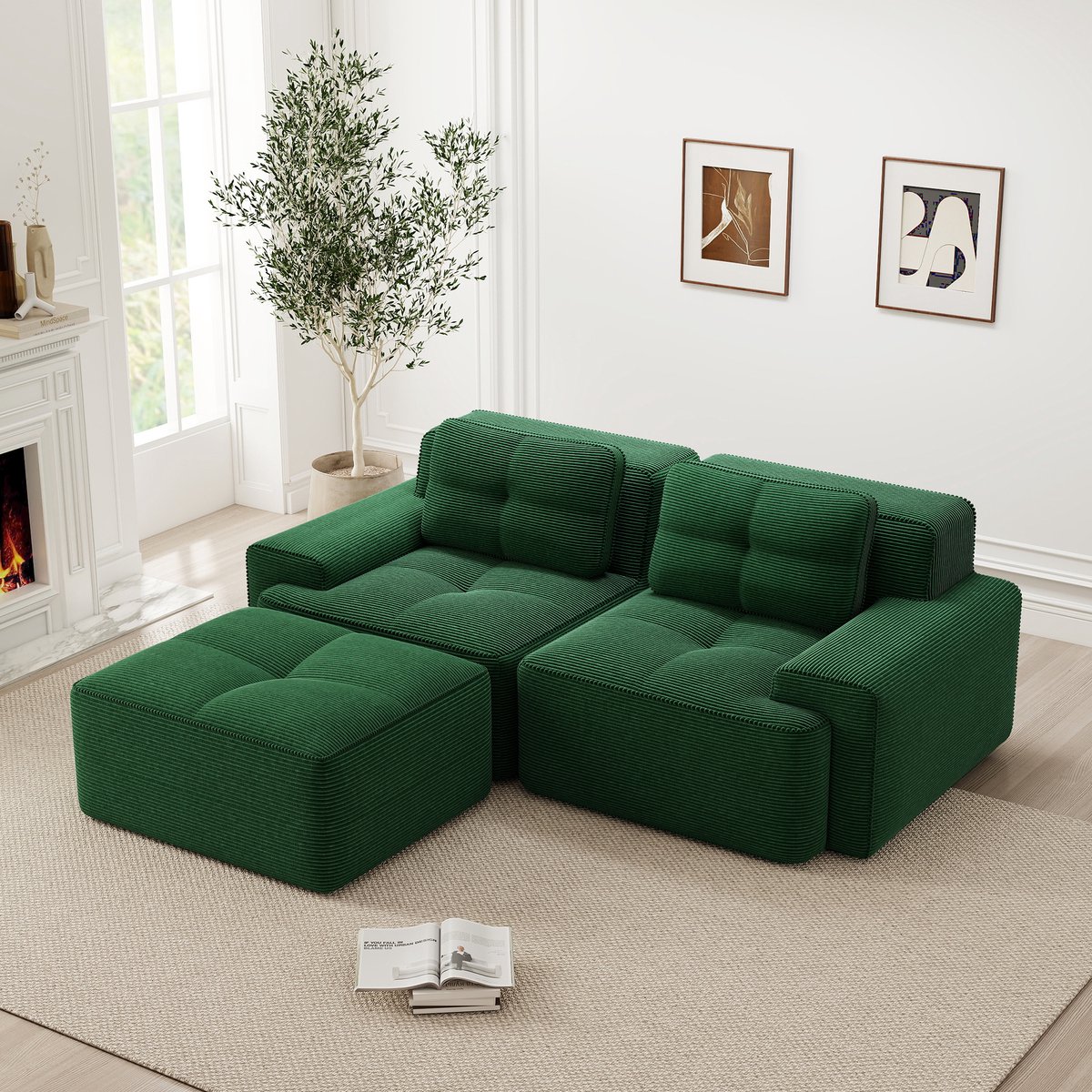 OKWISH Modulaire Hoekbank L Vorm Zonder Frame - Diepe Zit 74 Cm, Cloud Comfort - Huisdierv