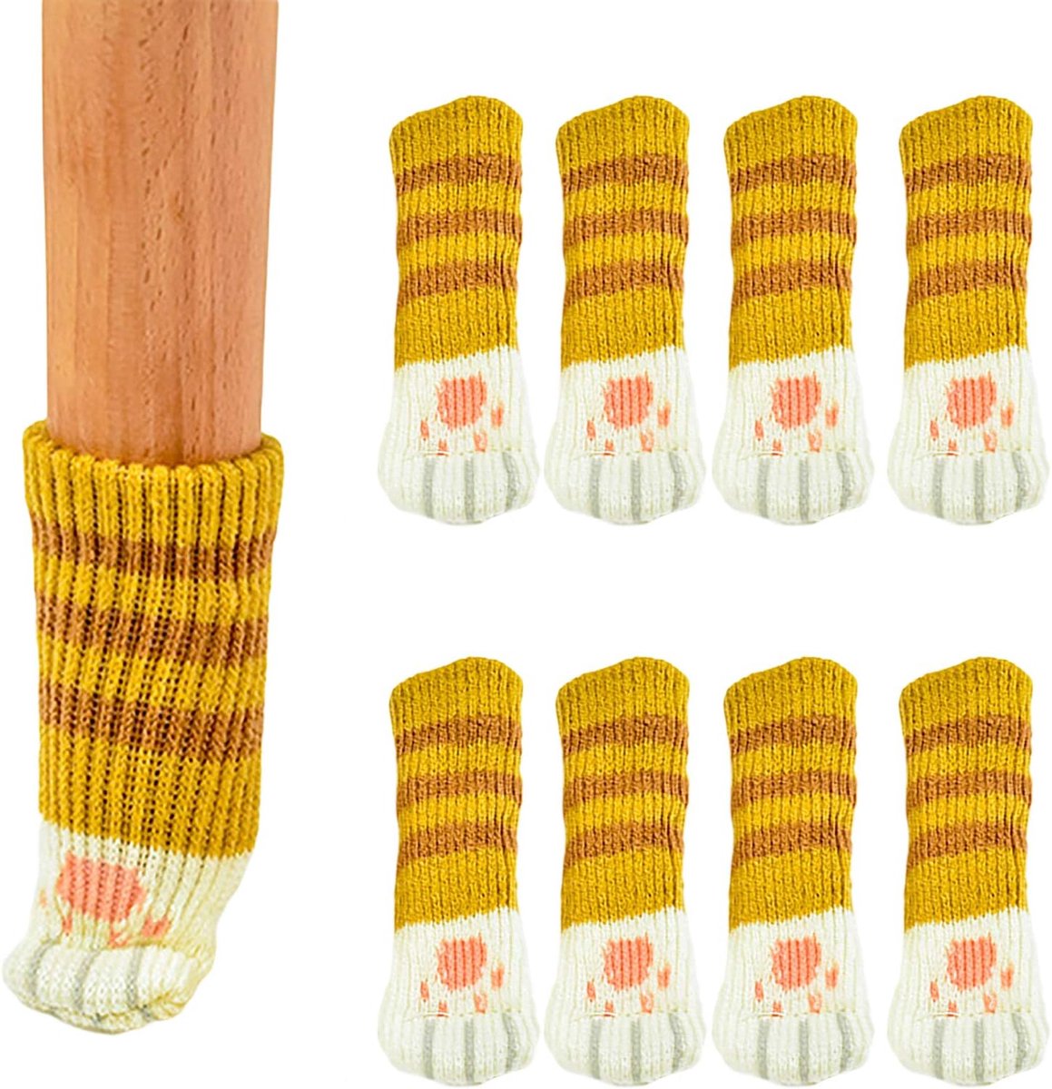 Famanu – Zeer elastisch gebreide meubelsokken kat stoelpootbeschermers anti-slip stoelpootdoppen stoelpootdoppen gebreide stoelpoten sokken gebreide meubelpoten (Ø 6 - 17 cm)
