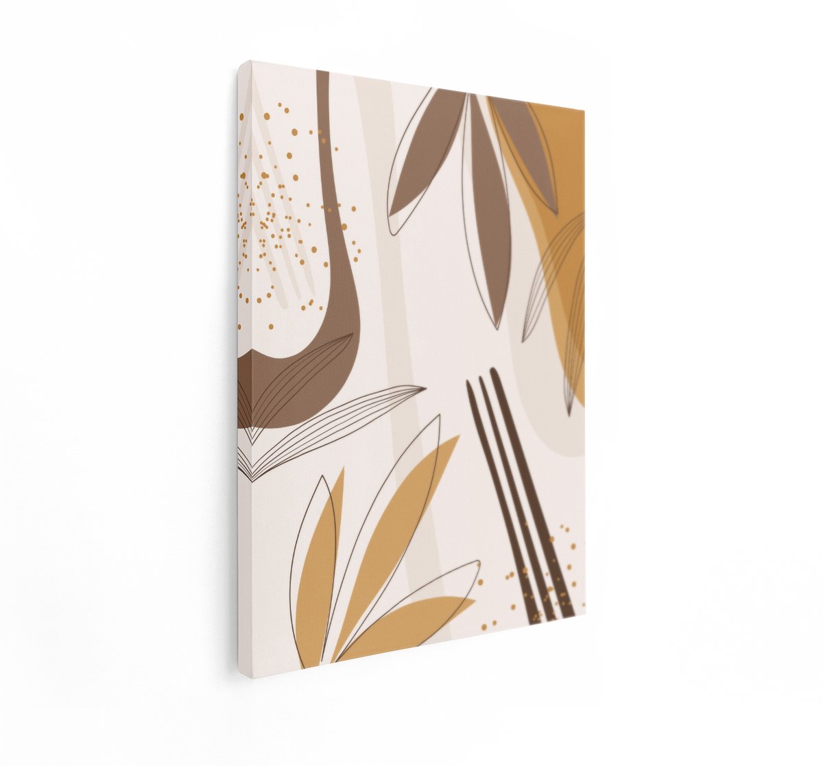 Artaza Canvas Schilderij Boho Bladeren - 30x40 cm - Wanddecoratie Abstract - Muurdecoratie
