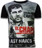 Fanatique local El Chapo Last Narco - T-shirt strass numérique - Noir El Chapo - T-shirt strass numérique - T-shirt homme noir taille S