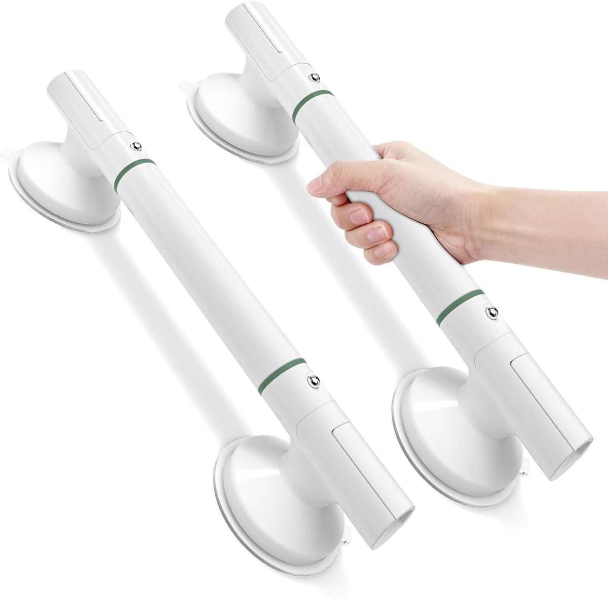 GOODEVN Zuignap Handgrepen Set van 2 - 110kg Draagkracht zonder Boren | Met LED Licht voor Valpreventie in Douche & Badkamer | Voor Ouderen en Veiligheid