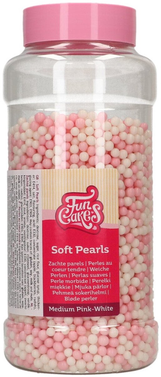 FunCakes Zachte Parels - Medium - Roze/Wit - 500g - Eetbare Taartdecoratie