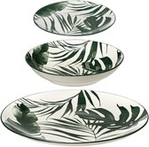 Secret de gourmet Servies set Palm Leaf - 18-delig - groen - dinerservies - tafelservies - 6 personen