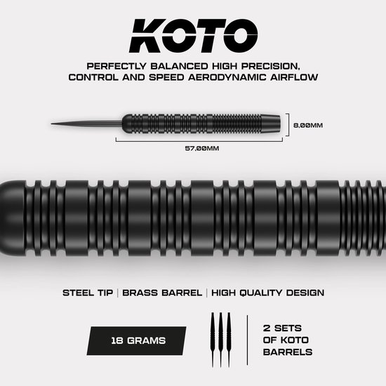 2 Sets KOTO Straight Black Brass Darts + 90 Pieces Accessories - Dartpijlen 18 Gram van KOTO — afbeelding 5