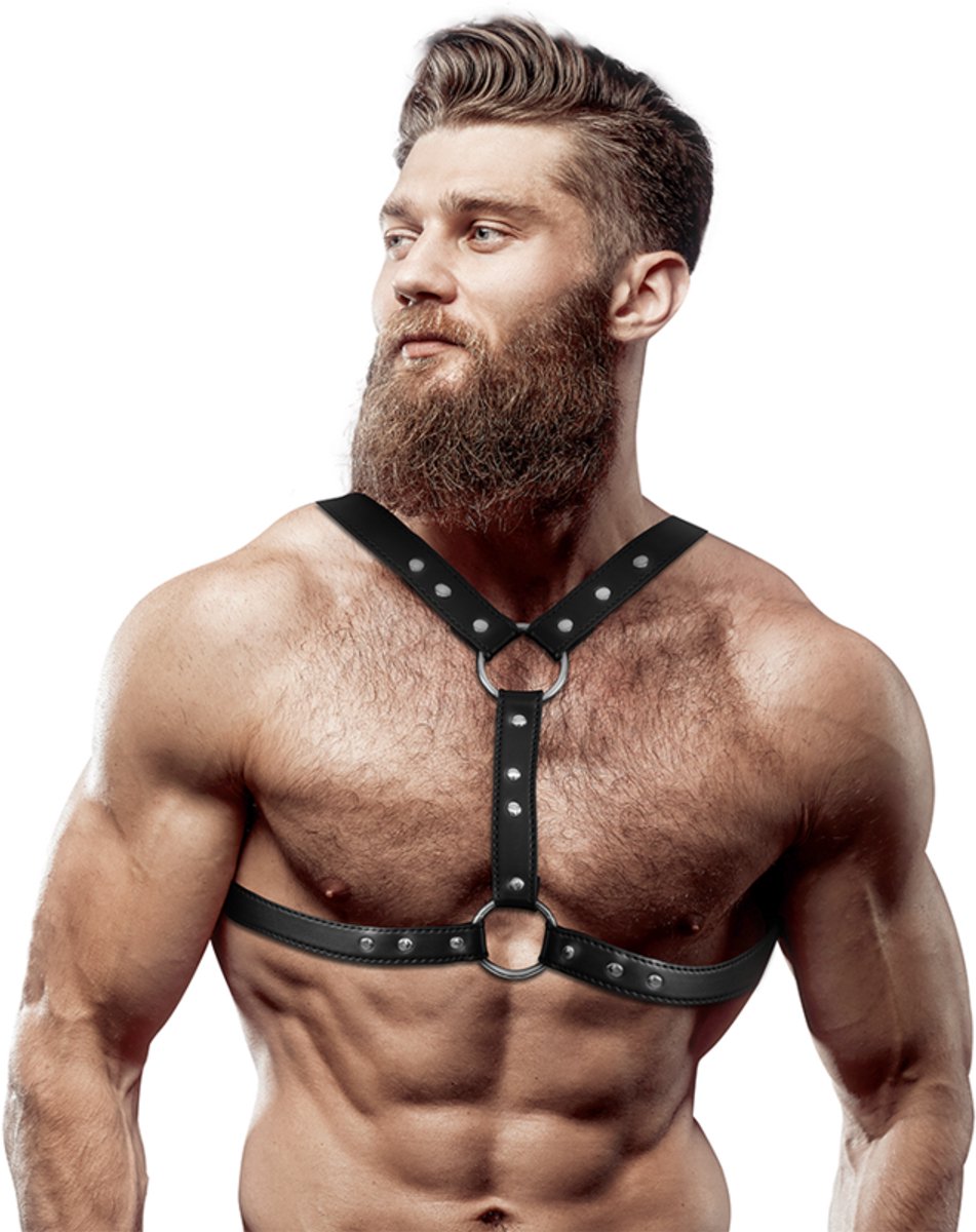 Fetish Submissive Attitude - Eco-Leather Chest Harnas With Double Ondersteuning And Studs For Men