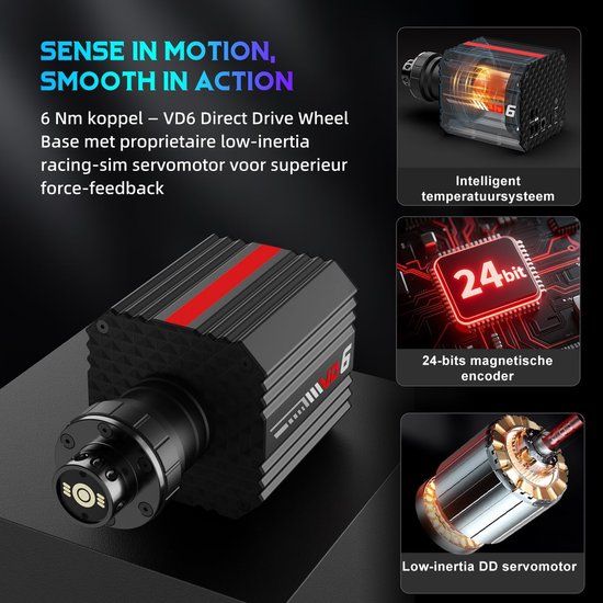 PXN VD6 Bundel - Sim Racing Stuur - Direct Drive 6 Nm - W AS Racestuur - PD HM Hall Pedalen - 400° Rotatie - Vibratiefeedback - PC Windows 7-11 - Zwart van Merkloos — afbeelding 3