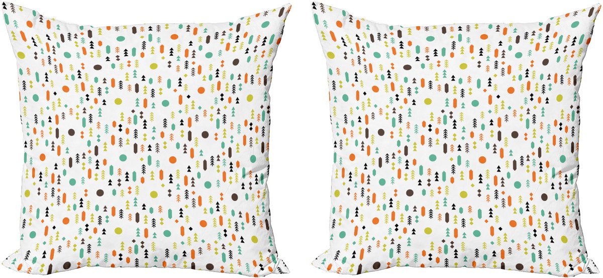 ABAKUHAUS Geometrische decoratieve kussenhoez 2-pack, cirkel-ruit en pijl 50x50 cm, meerkleurig