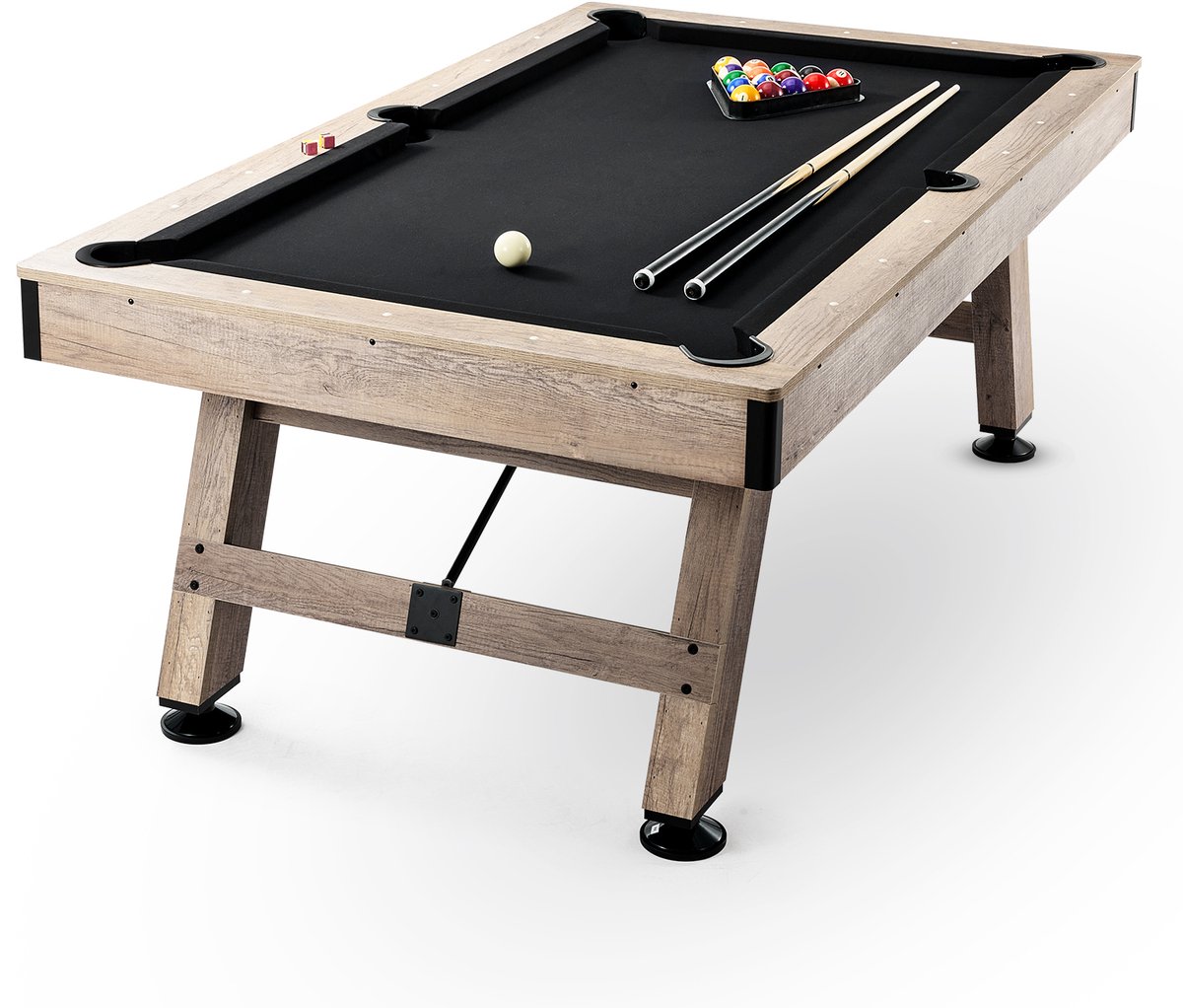 VEVOR Pooltafel, Pooltafel Van 2,13 M, Pooltafel met Verstelbare Poten, Pooltafelset Inclusief Ballen, Keuen, Krijt En Borstel, Perfect voor Gezinsspeelkamers voor Kinderen En Volw