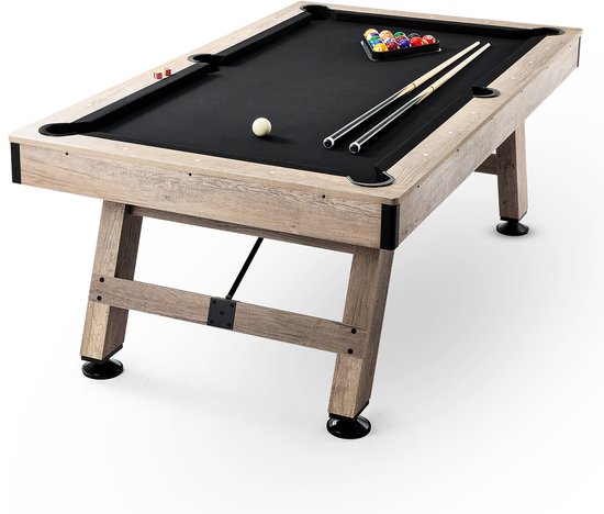 VEVOR Pooltafel, Pooltafel Van 2,13 M, Pooltafel met Verstelbare Poten, Pooltafelset Inclusief Ballen, Keuen, Krijt En Borstel, Perfect voor Gezinsspeelkamers voor Kinderen En Volw