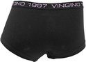 Zwarte Vingino boxer met witte, roze en paarse glitter tailleband met 'Vingino 1997' logo.