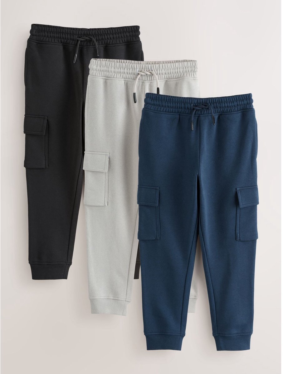 Next - Jongens - Set van 3 cargojoggingbroeken - Grijs