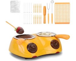 Fondeur de chocolat à double tête, mini four de fusion électrique portable à double tête, adapté pour le chocolat, le fromage, les bonbons, la crème, le beurre et le lait, livré Met des moules et accessoires (prise standard européenne 220-240V).